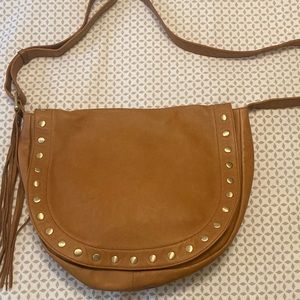 Hobo tan crossbody bag with gold studded detailing